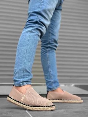 BA0224 Comfortable Flat Sole Espadrilles Knitted Knitwear Mink Casual Men's Shoes