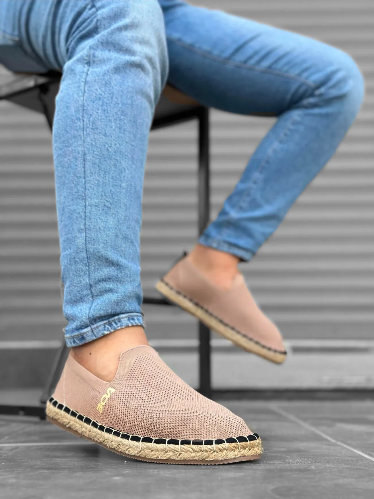 BA0224 Comfortable Flat Sole Espadrilles Knitted Knitwear Mink Casual Men's Shoes