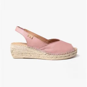 BERNIA Ladies Leather Slingback Espadrilles Pale
