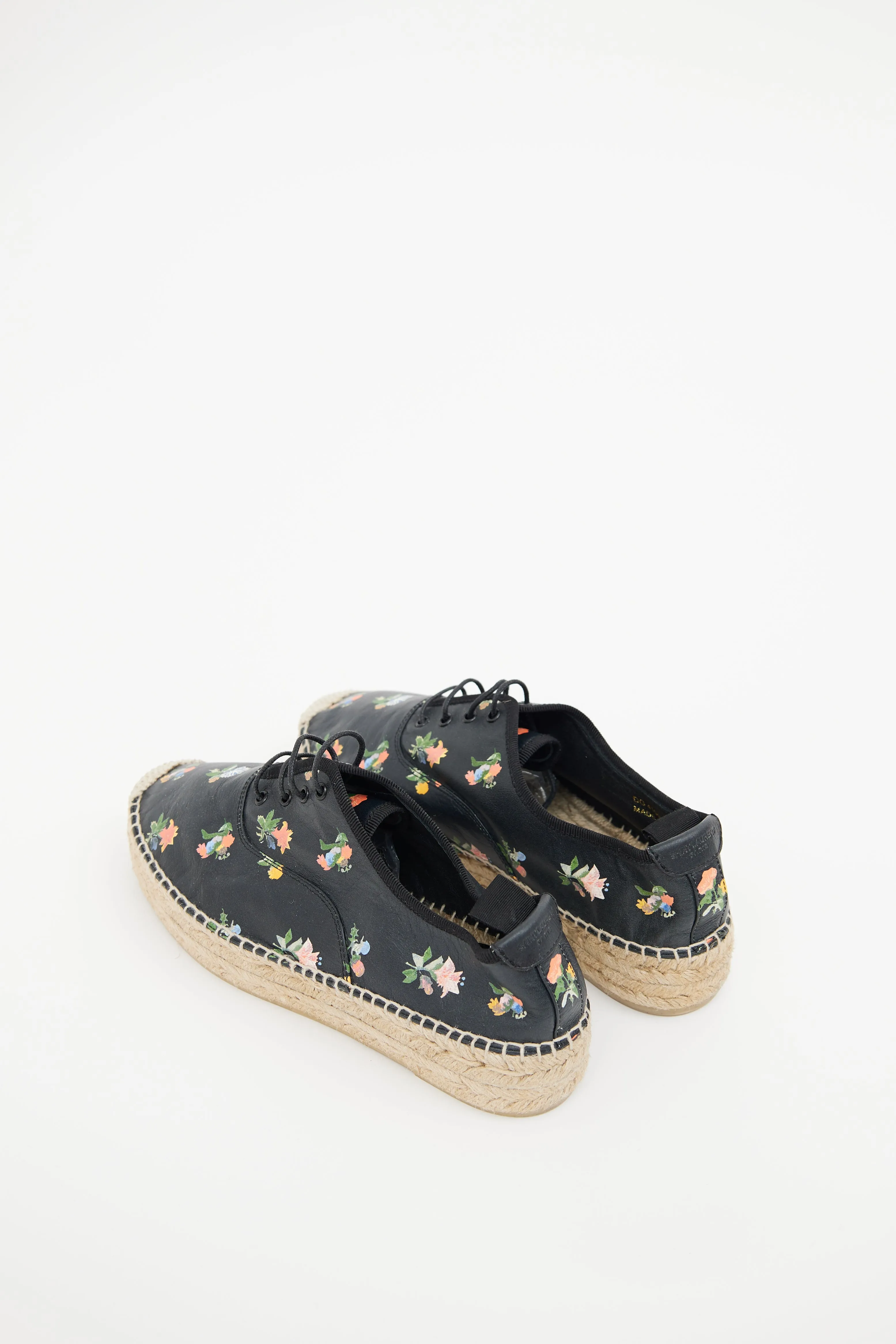 Black Floral Platform Espadrille