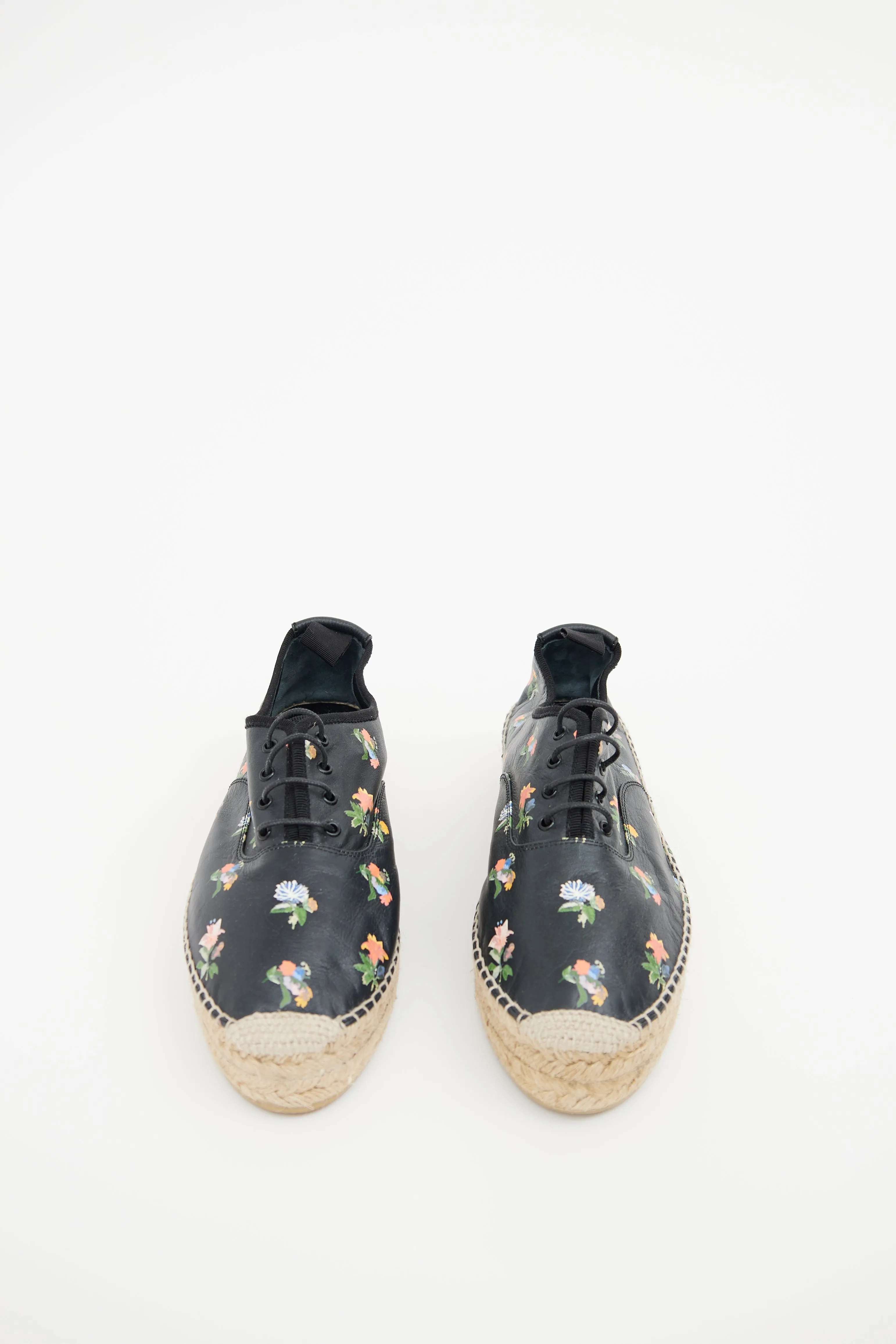 Black Floral Platform Espadrille