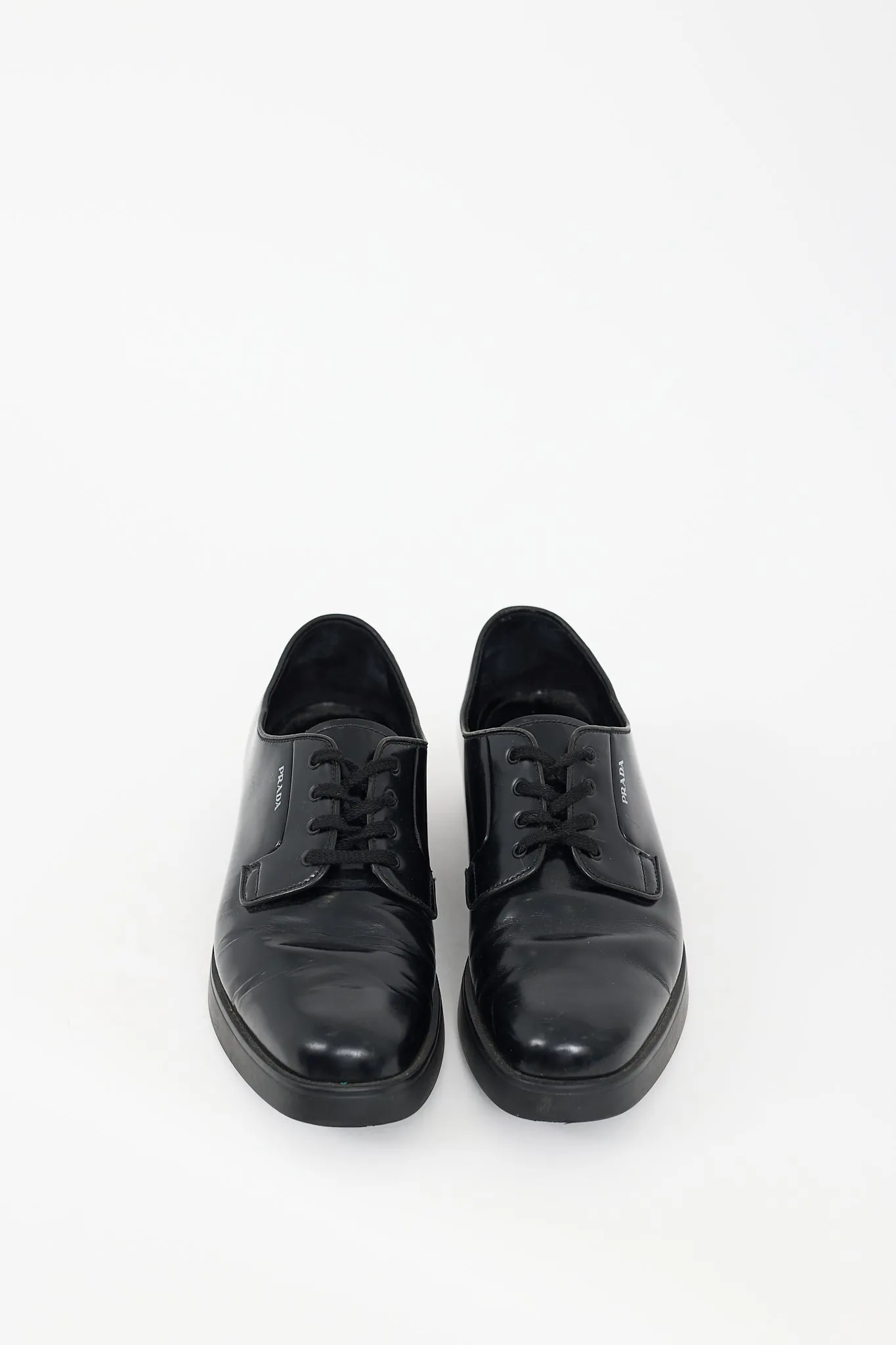 Black Leather Logo Derby