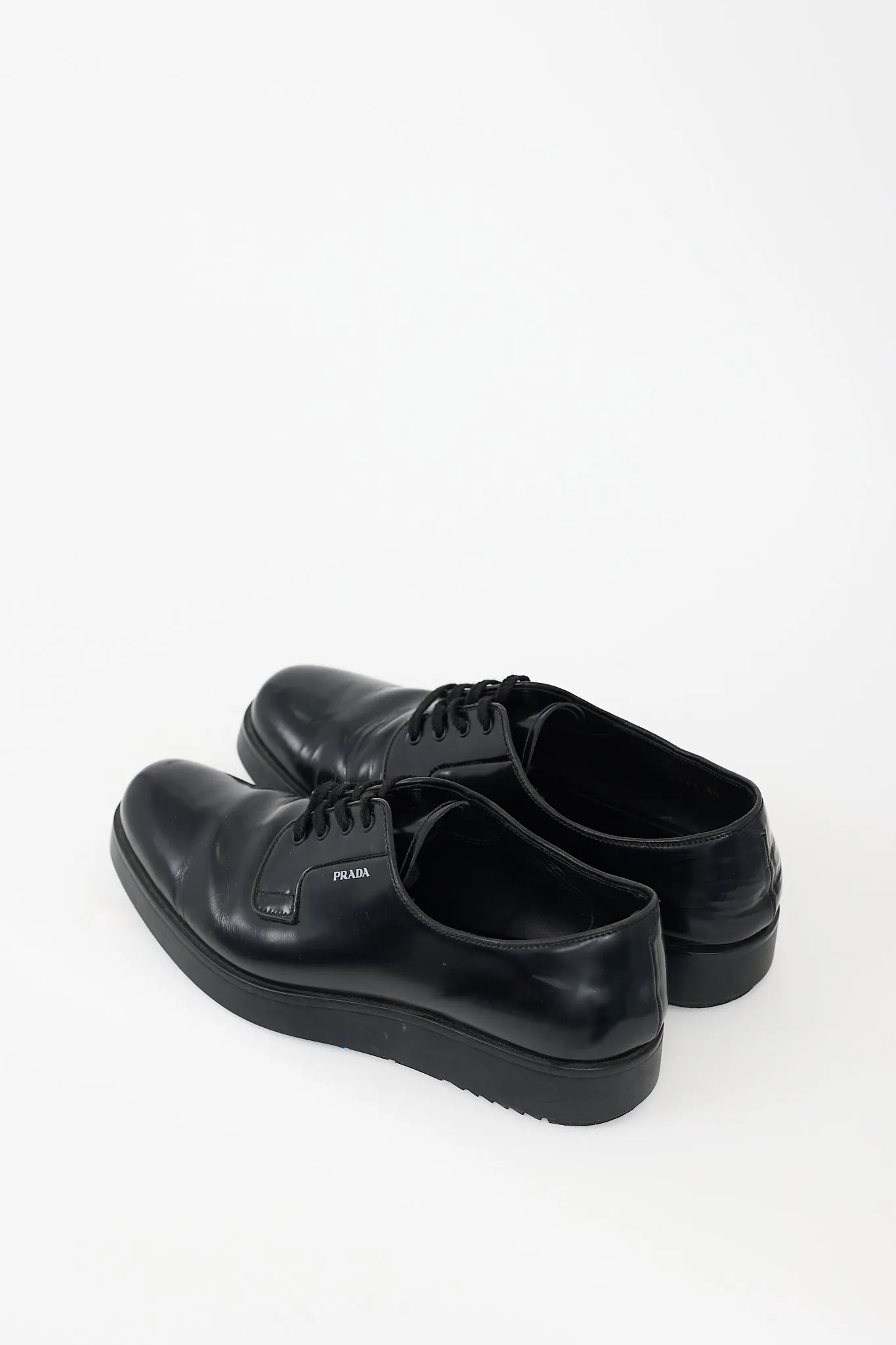 Black Leather Logo Derby