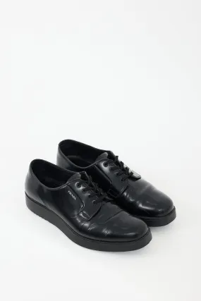 Black Leather Logo Derby