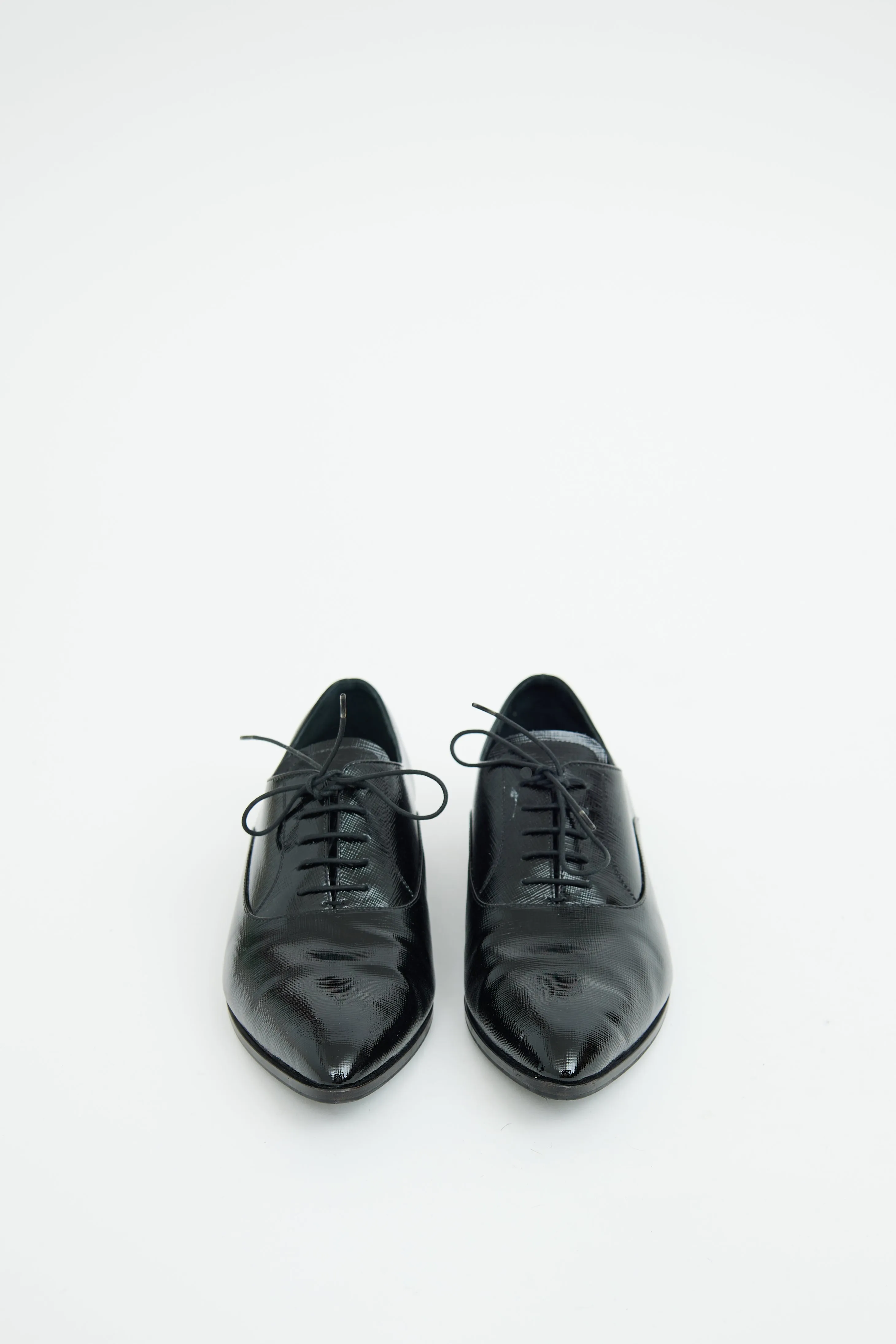 Black Saffiano Leather Pointed Toe Derby