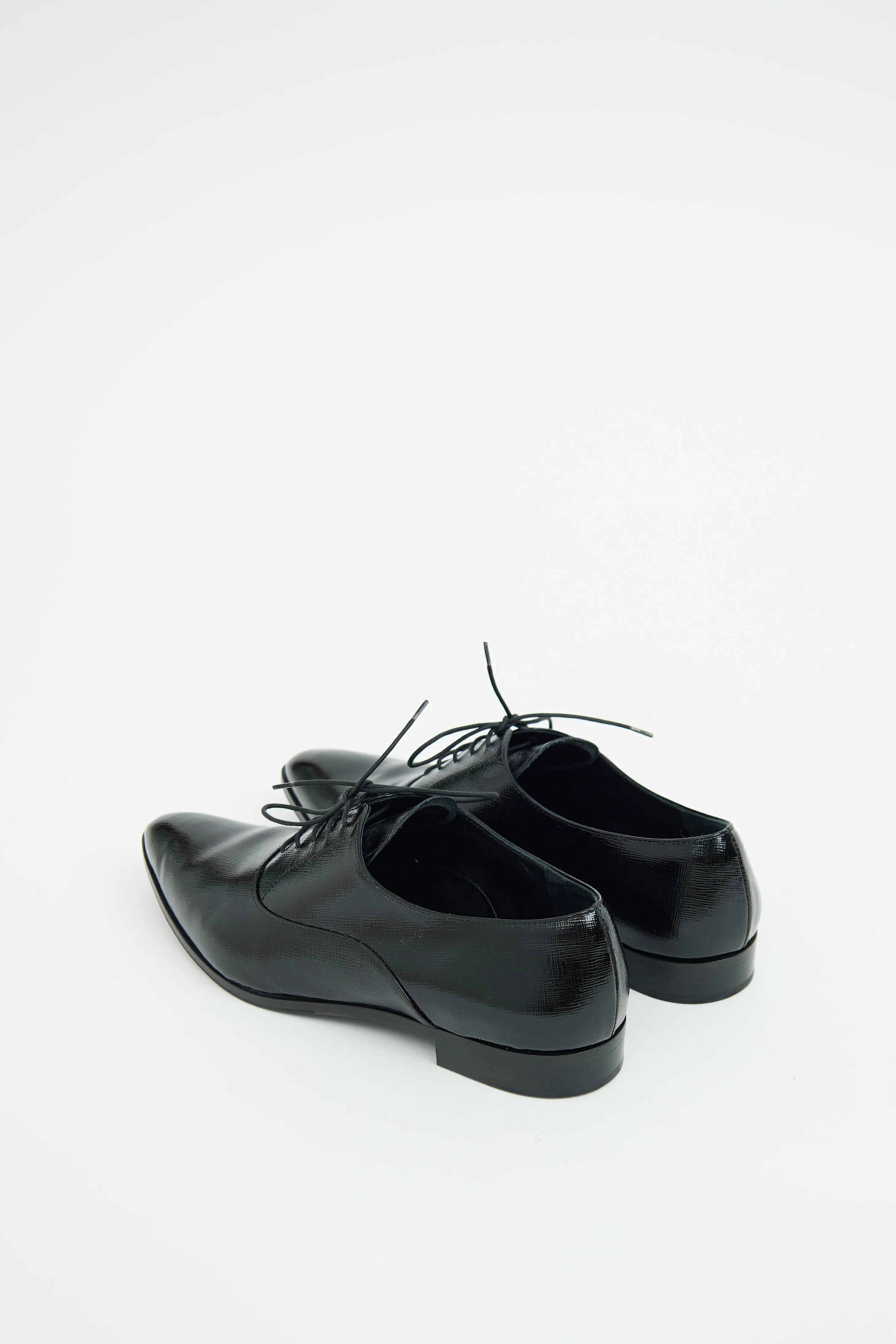 Black Saffiano Leather Pointed Toe Derby