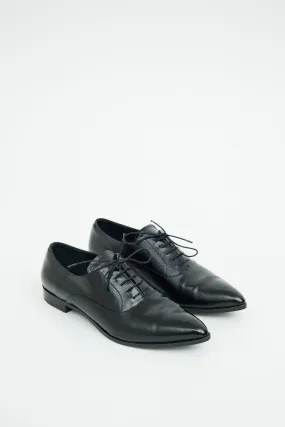 Black Saffiano Leather Pointed Toe Derby