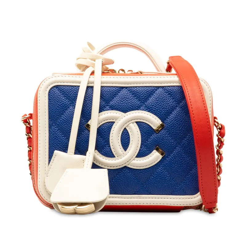 Chanel CC Caviar Filigree Vanity Bag  Leather Vanity Bag in Excellent condition