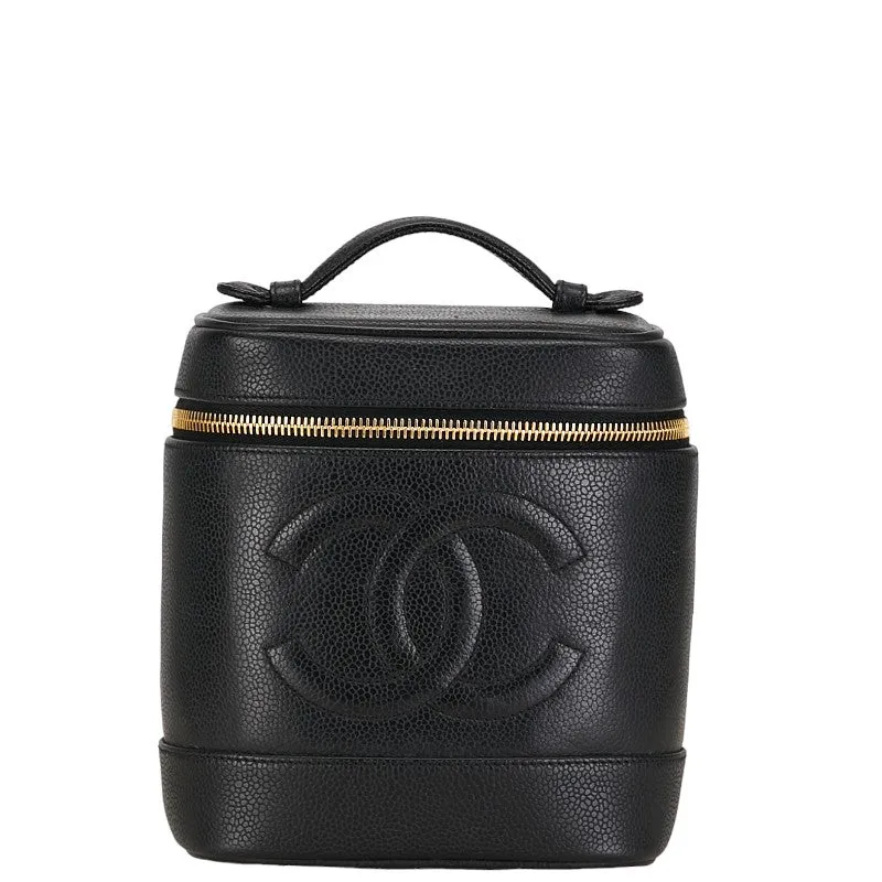 Chanel CC Caviar Vanity Case Leather Handbag in Good condition