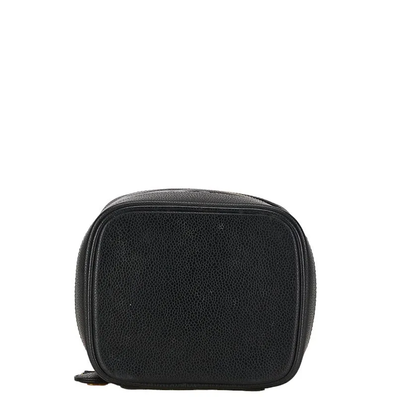 Chanel CC Caviar Vanity Case Leather Handbag in Good condition