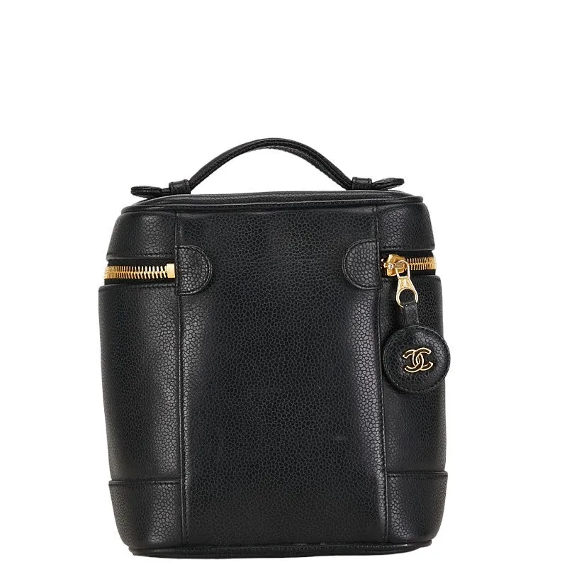 Chanel CC Caviar Vanity Case Leather Handbag in Good condition