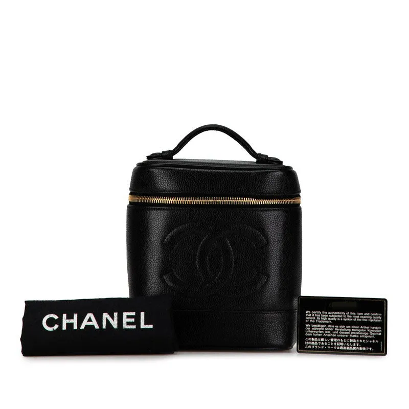 Chanel CC Caviar Vanity Case Leather Vanity Bag in Excellent condition