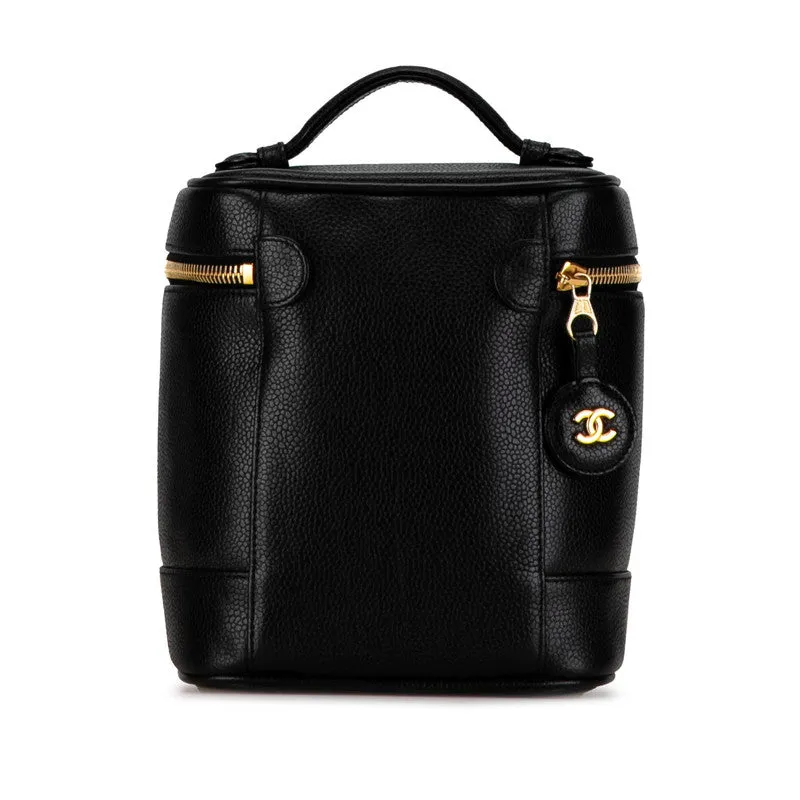 Chanel CC Caviar Vanity Case Leather Vanity Bag in Excellent condition