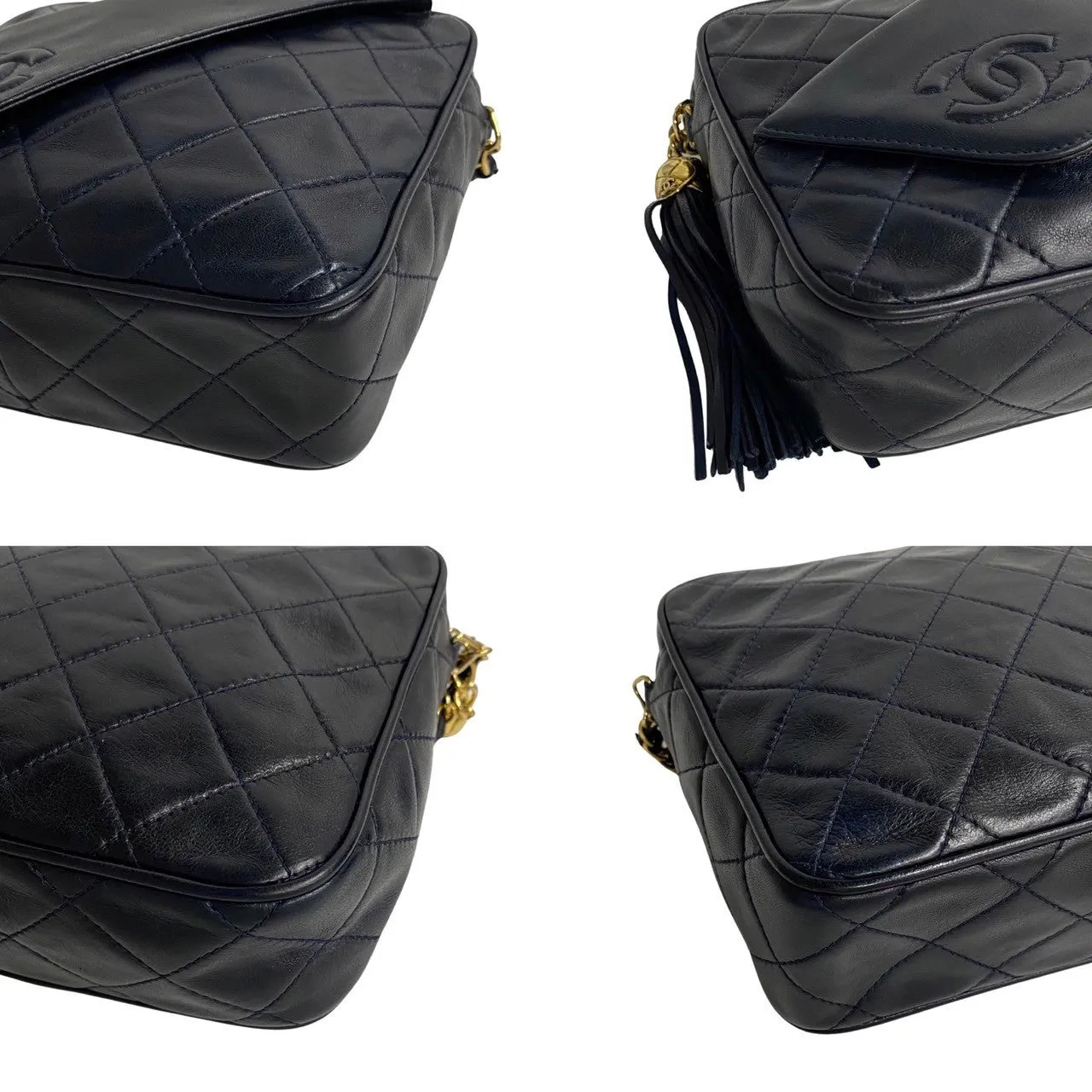 Chanel CC Quilted Leather Tassel Camera Bag  Leather Crossbody Bag in Good condition