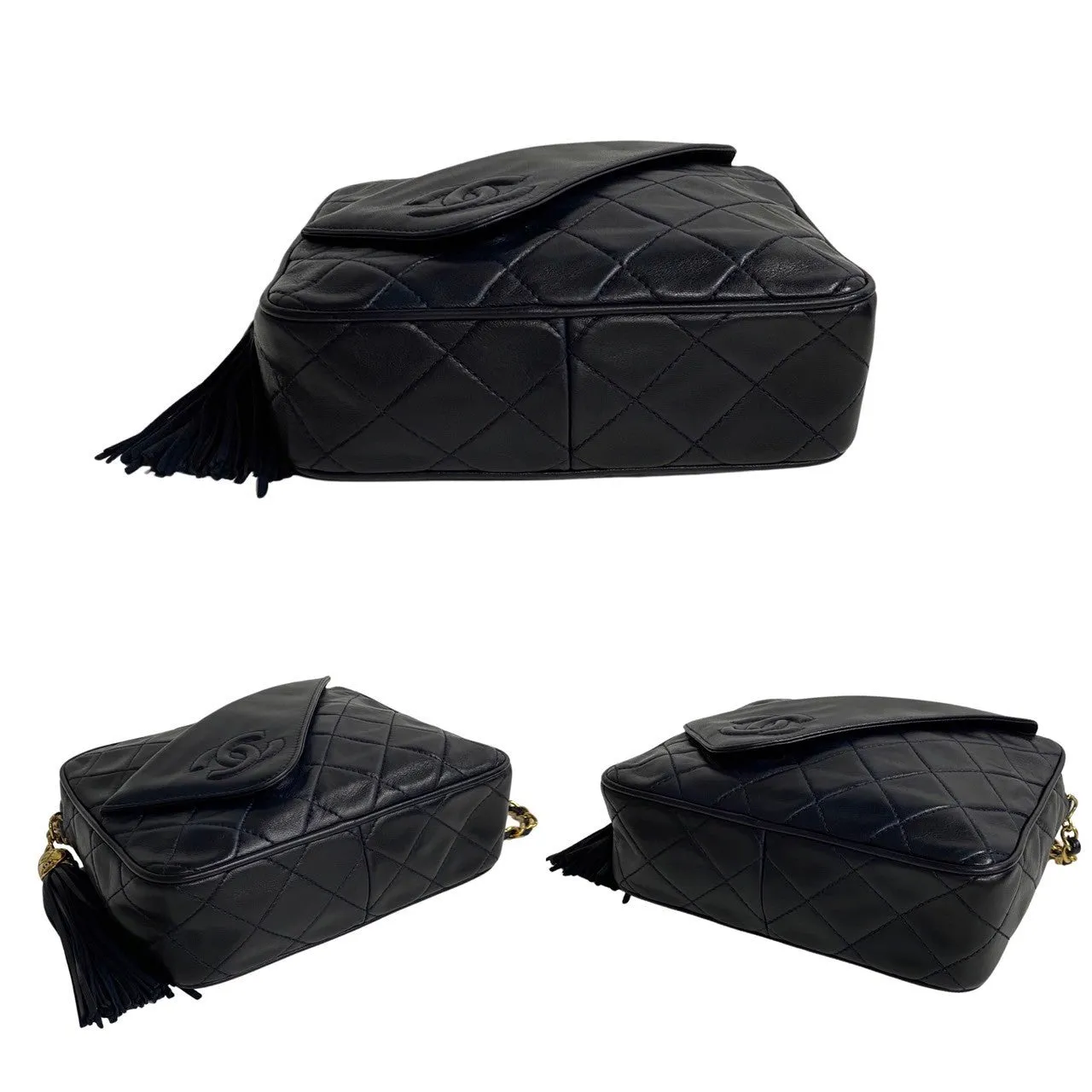 Chanel CC Quilted Leather Tassel Camera Bag  Leather Crossbody Bag in Good condition