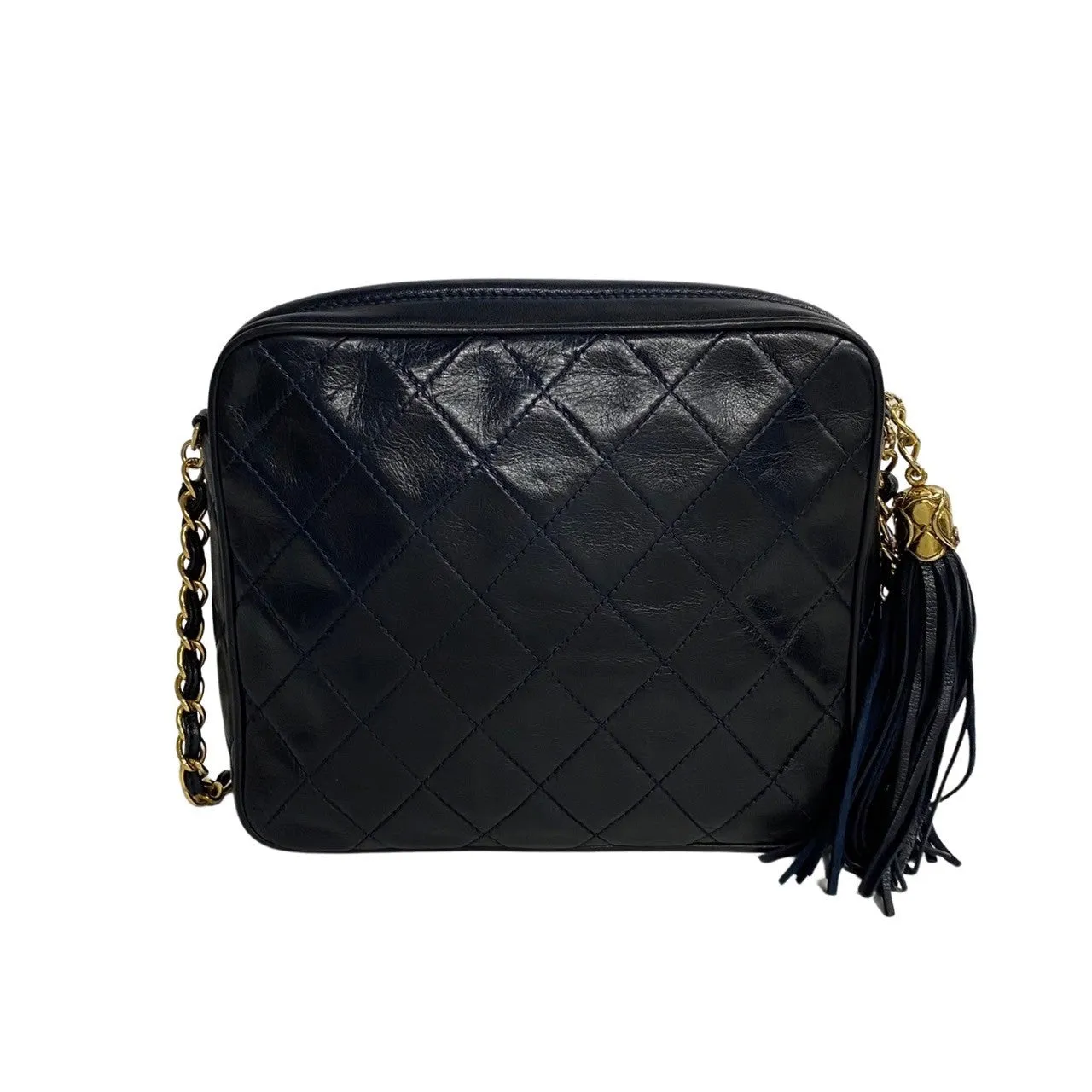 Chanel CC Quilted Leather Tassel Camera Bag  Leather Crossbody Bag in Good condition