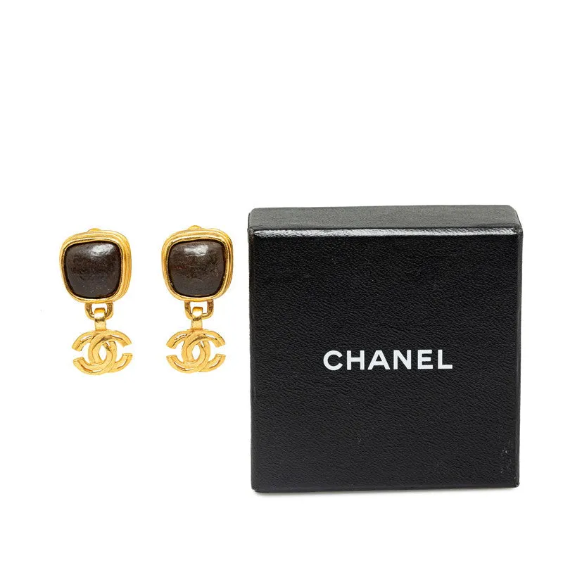 Chanel CC Stone Swing Earrings Metal Earrings in Good condition