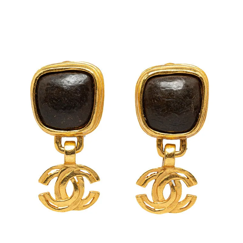 Chanel CC Stone Swing Earrings Metal Earrings in Good condition