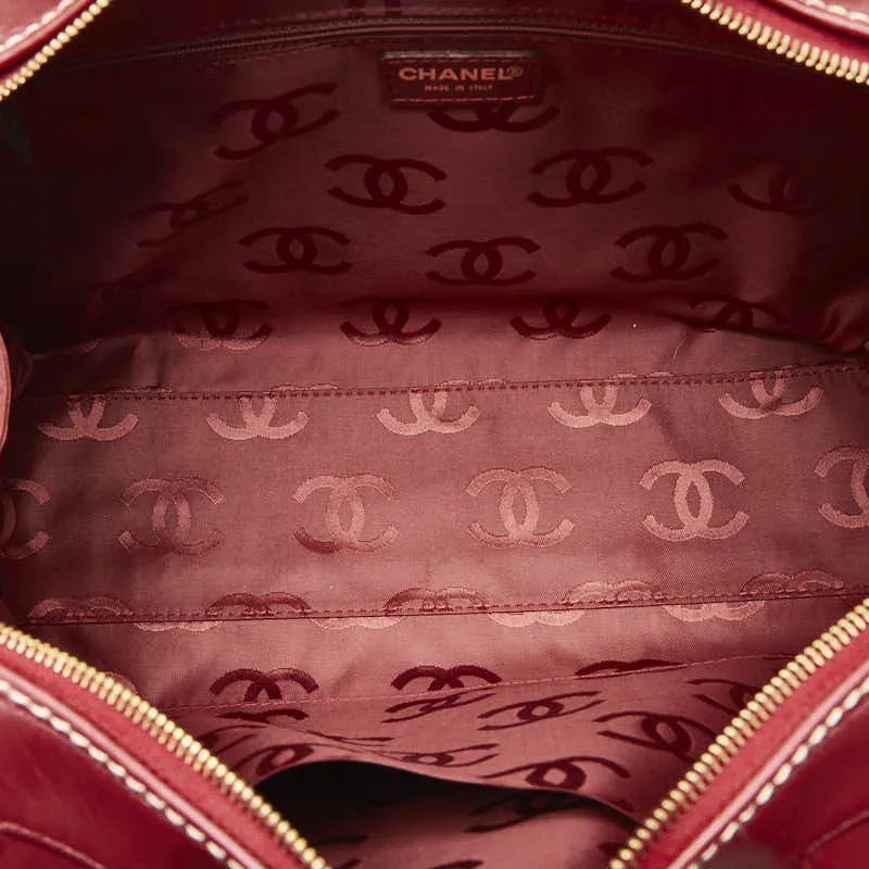 Chanel CC Wild Stitch Leather Mini Boston Bag Leather Handbag in Good condition