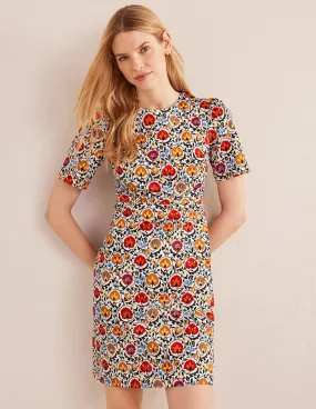 Cotton Mini Shift Dress-Multi, Enchanting Bloom