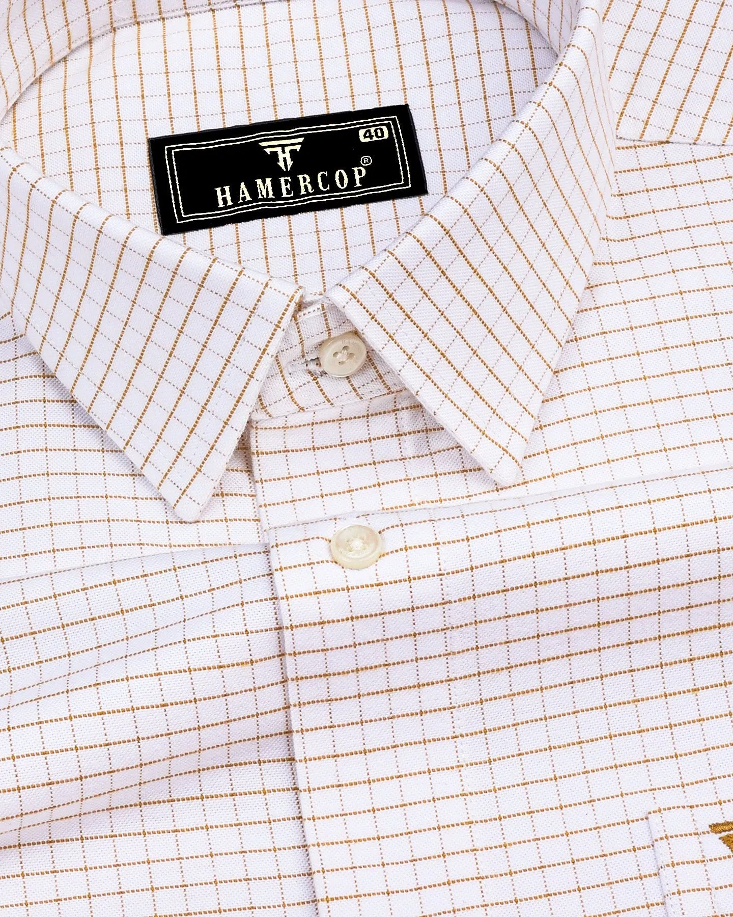 Dusty White With Cream Check Oxford Cotton Formal Shirt