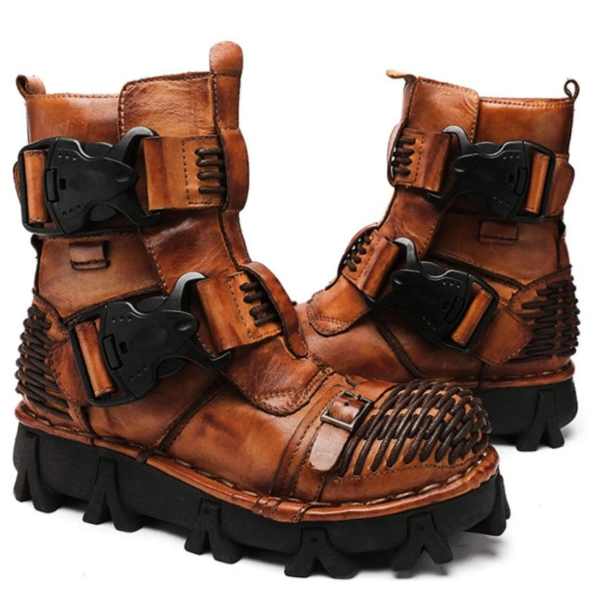 Handmade Western Cowboy Leather Boots, Brown