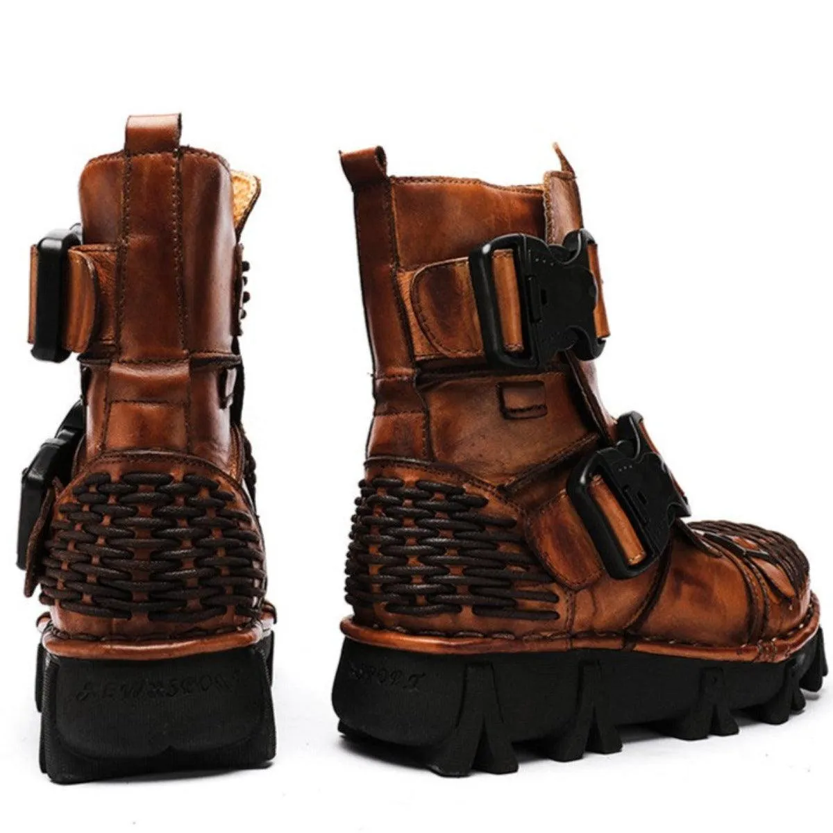 Handmade Western Cowboy Leather Boots, Brown