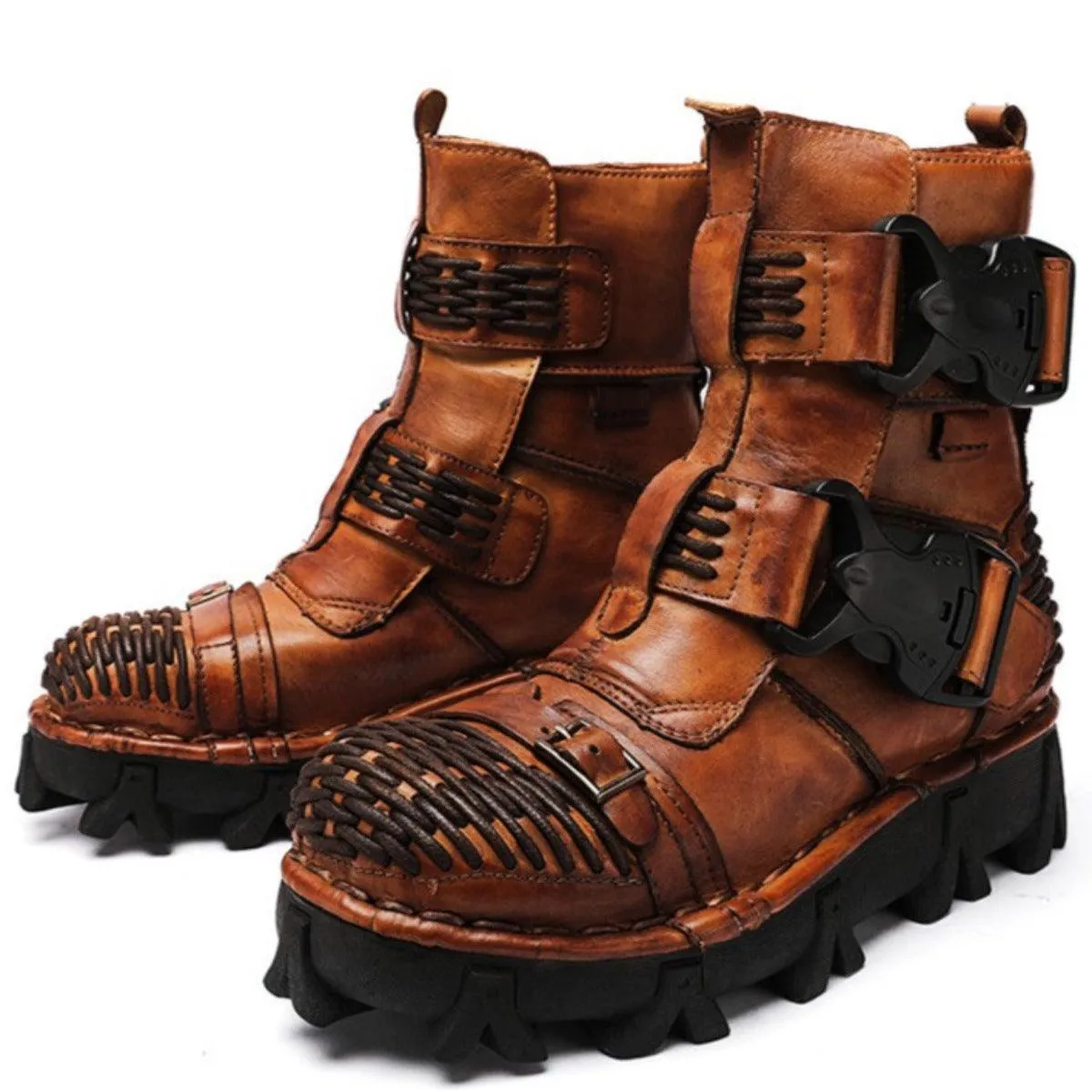 Handmade Western Cowboy Leather Boots, Brown