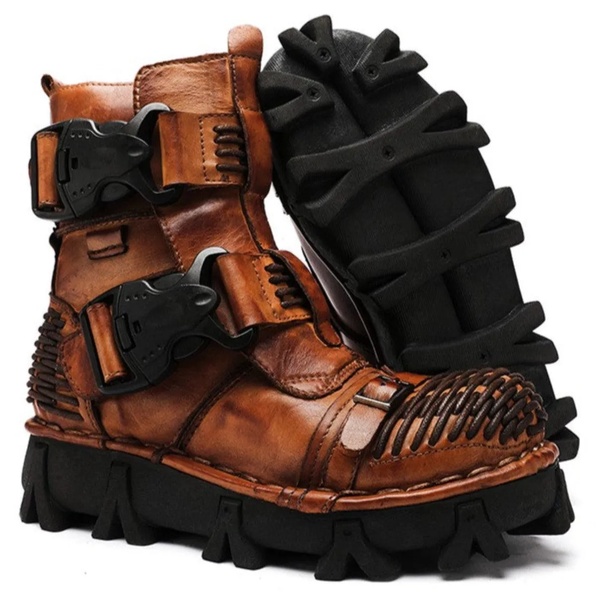 Handmade Western Cowboy Leather Boots, Brown