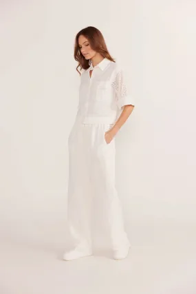 Mink Pink - Frida Broderie Crop Shirt - Ivory