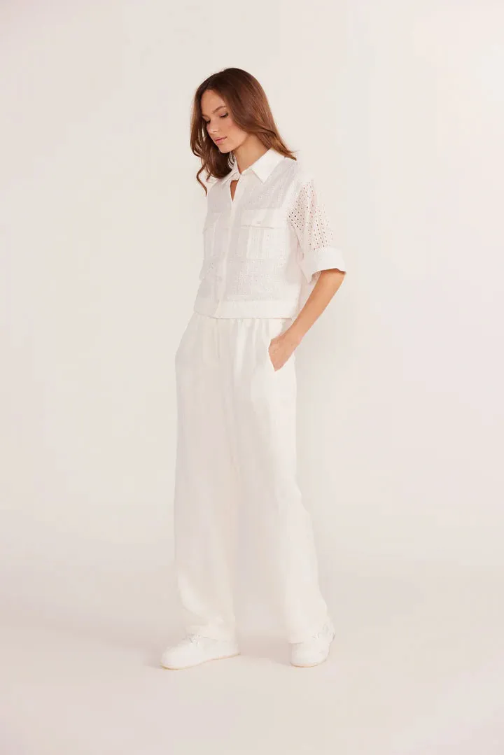 Mink Pink - Frida Broderie Crop Shirt - Ivory
