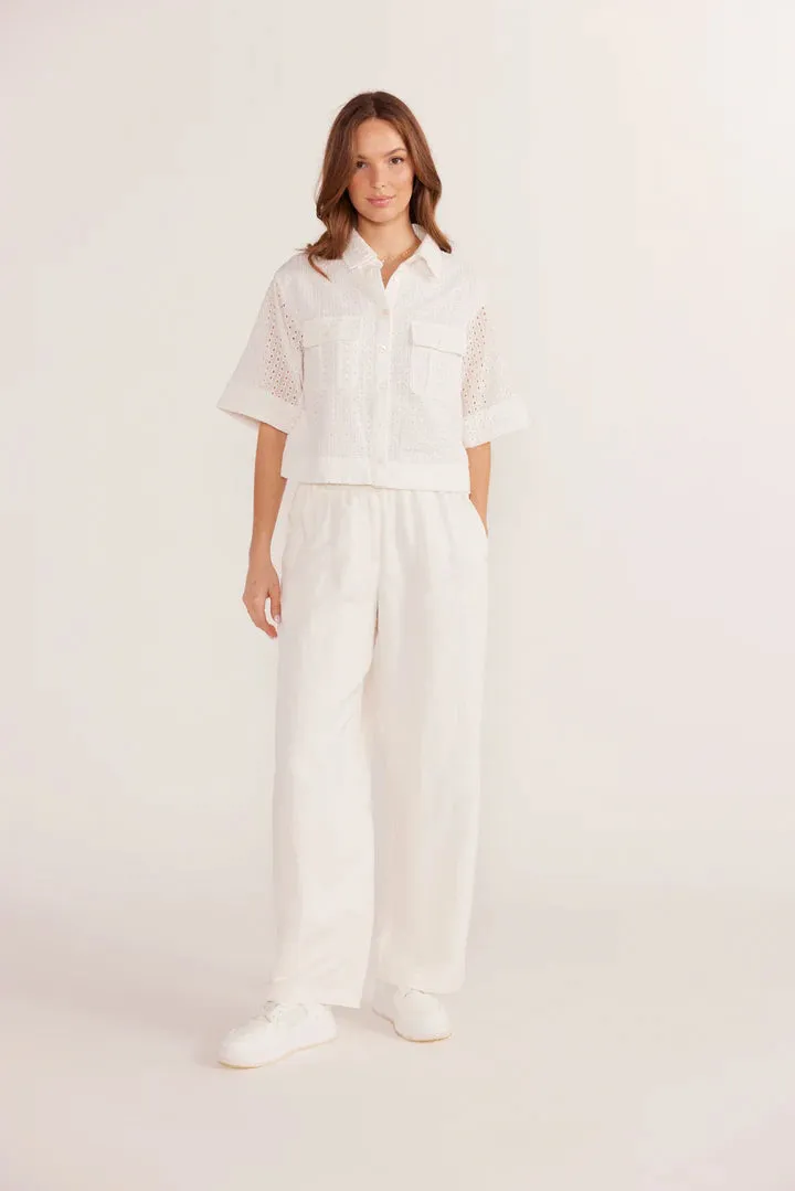 Mink Pink - Frida Broderie Crop Shirt - Ivory
