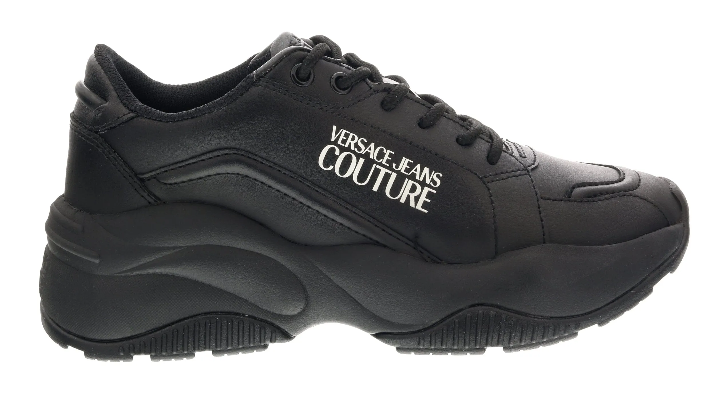 Versace Jeans Couture Black Signature Classic Lace Up Sneakers