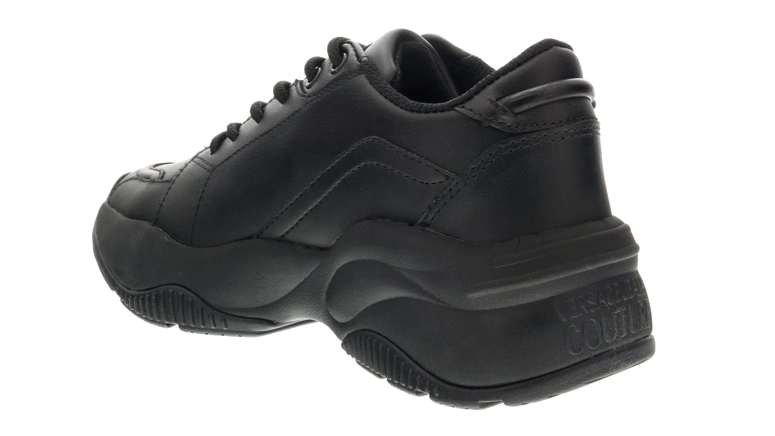 Versace Jeans Couture Black Signature Classic Lace Up Sneakers