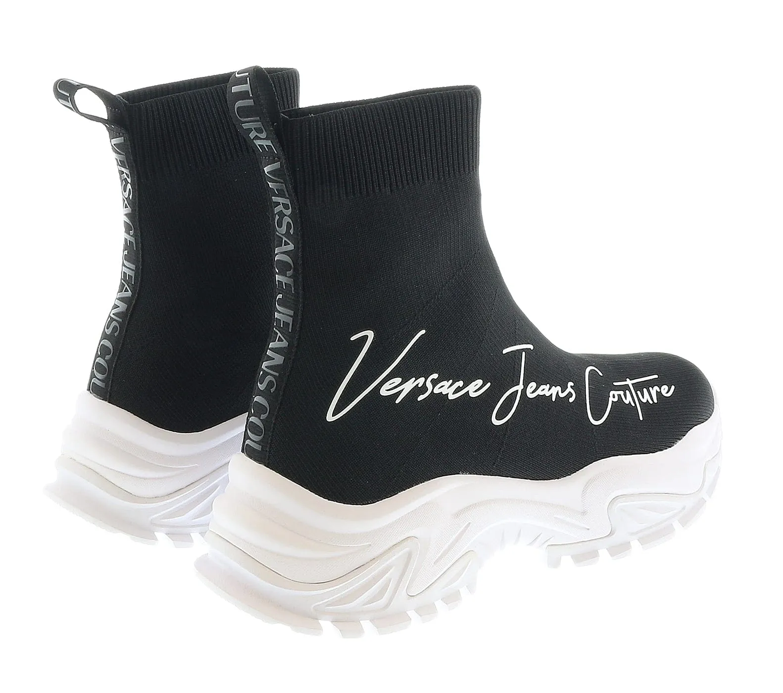 Versace Jeans Couture Signature Pull On Sock  Black Sneakers-