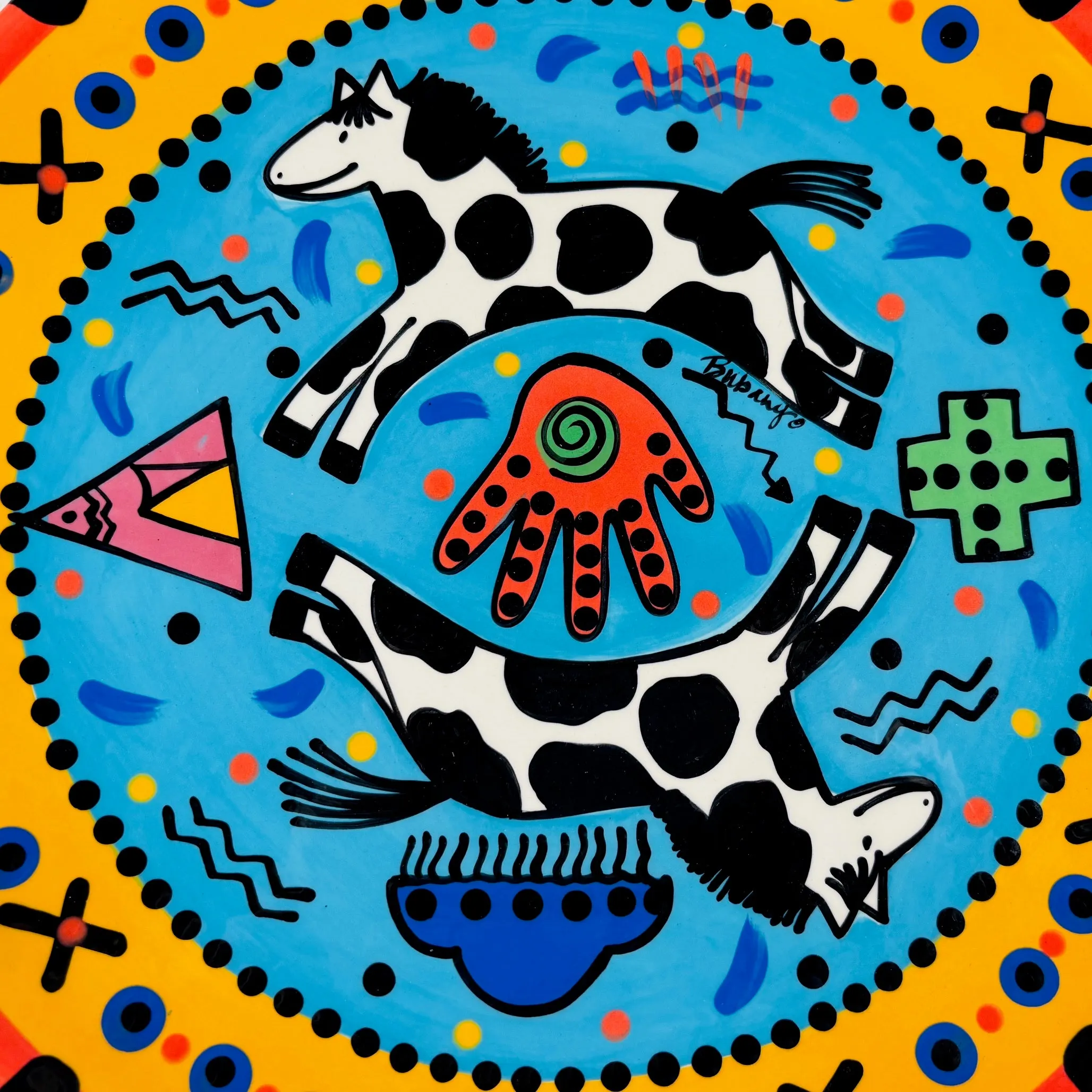 Vibrant Handpainted Ceramic Plate